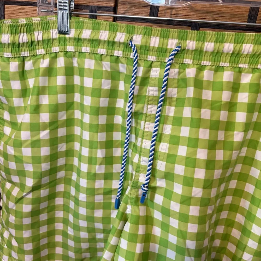 Southern Tide Green And White Checkered Swim Trunks‎ Size Large